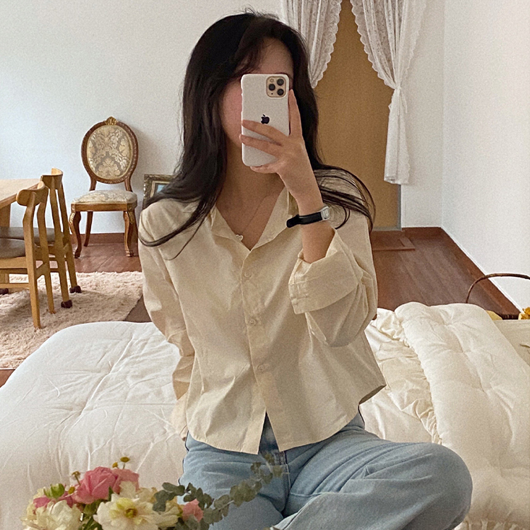 ルーズフィットコットンクロップシャツ10色｜シャツ｜韓国ファッション